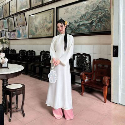 TUBYCATU Áo Dài Vân Khiết Vải Tơ Gấm Cao Cấp (KHÔNG KÈM QUẦN)