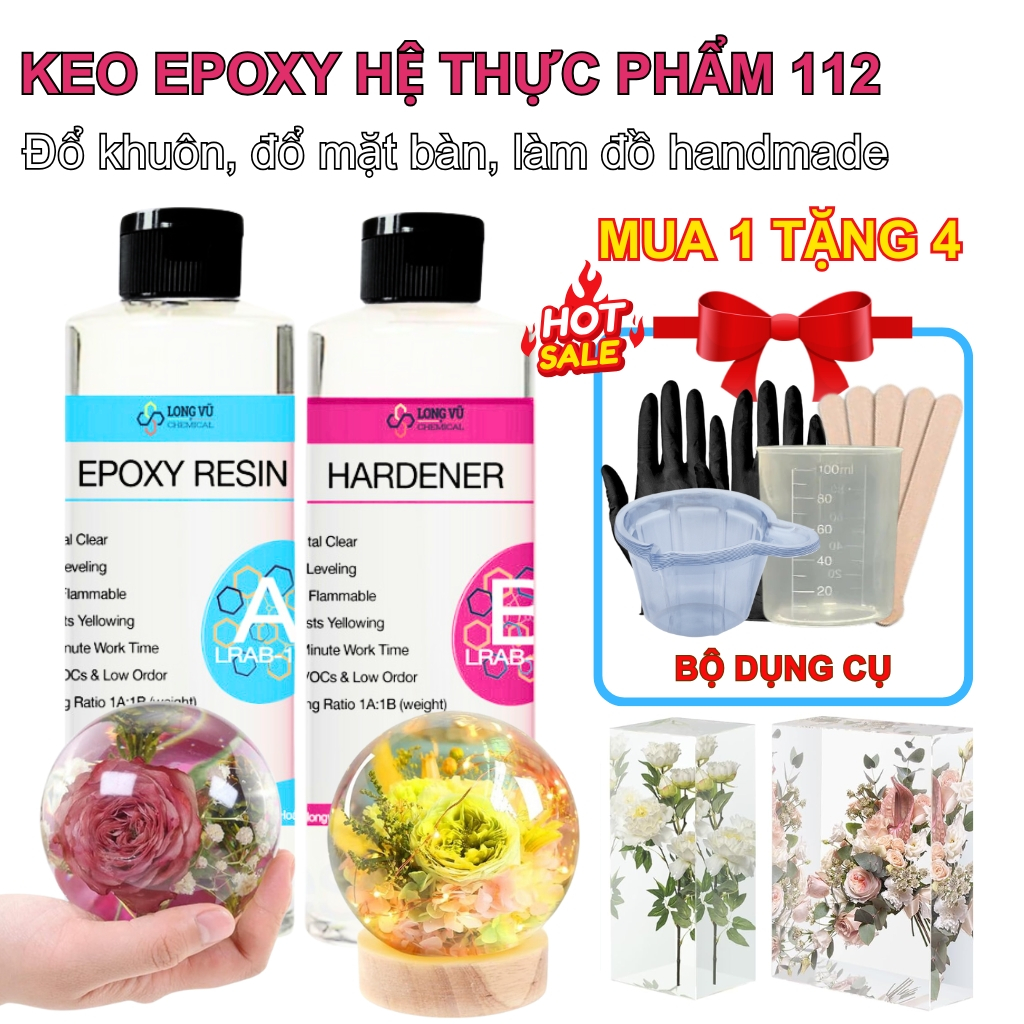 Keo Epoxy Resin Trong Suốt Ít Bọt, Keo Resin 2 Thành Phần ,Đổ Khuôn Handmade, Keycap Resin - LRAB112
