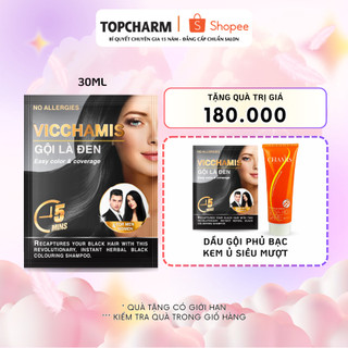  Dầu gội phủ bạc dầu gội đen tóc VICCHAMIS gói 30ml giảm rụng tóc - TOPCHARM 