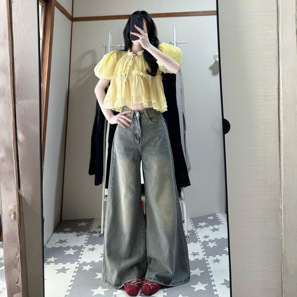 Quần Jean Ống Rộng 37cm MIAA Màu Retro Cạp Cao Siêu Tôn Dáng, Quần bò ống LOE  RỘNG đủ size nhiều màu | BigBuy360 - bigbuy360.vn