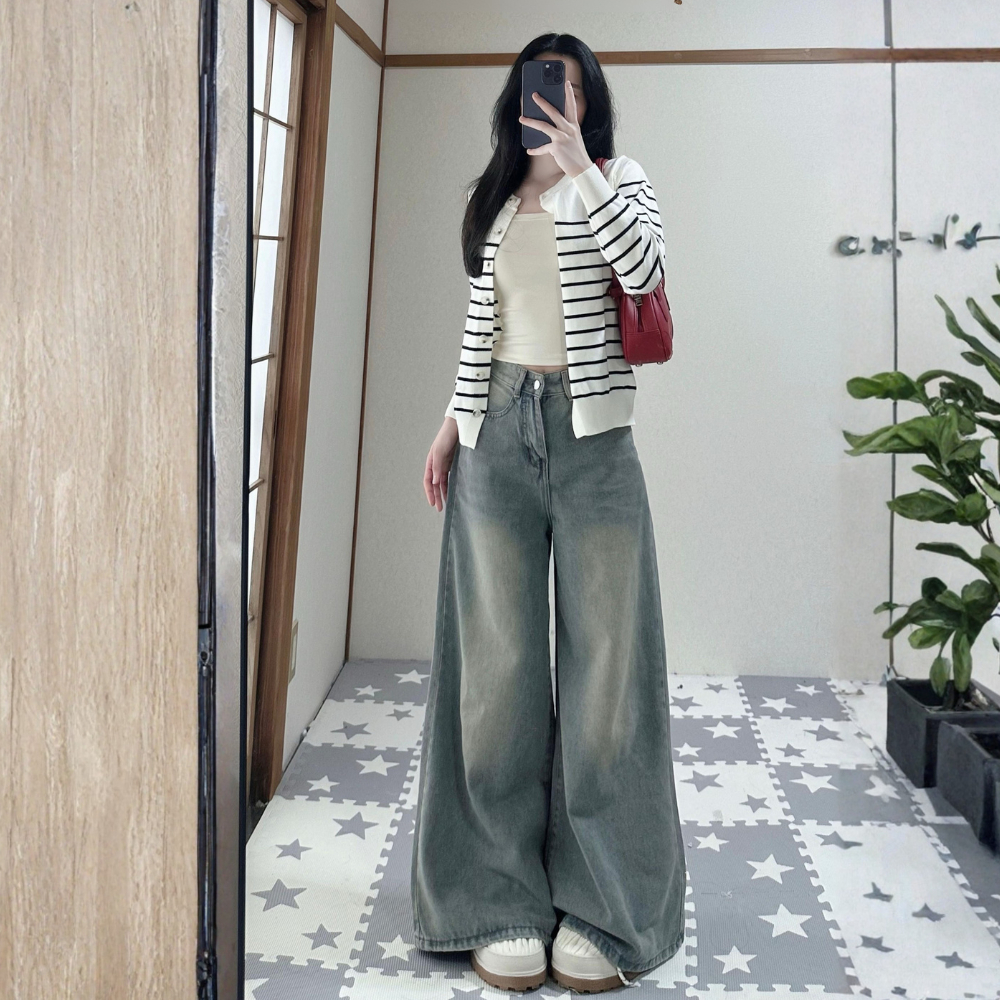 Quần Jean Ống Rộng 37cm MIAA Màu Retro Cạp Cao Siêu Tôn Dáng, Quần bò ống LOE  RỘNG đủ size nhiều màu | BigBuy360 - bigbuy360.vn