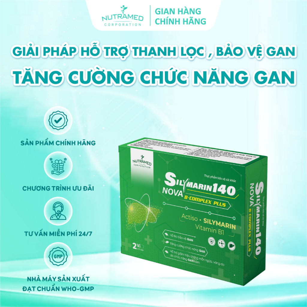 Viên uống Silymarin 140 hỗ trợ giải độc, bảo vệ và tăng cường chức năng gan (30 viên) - Nutramed MB
