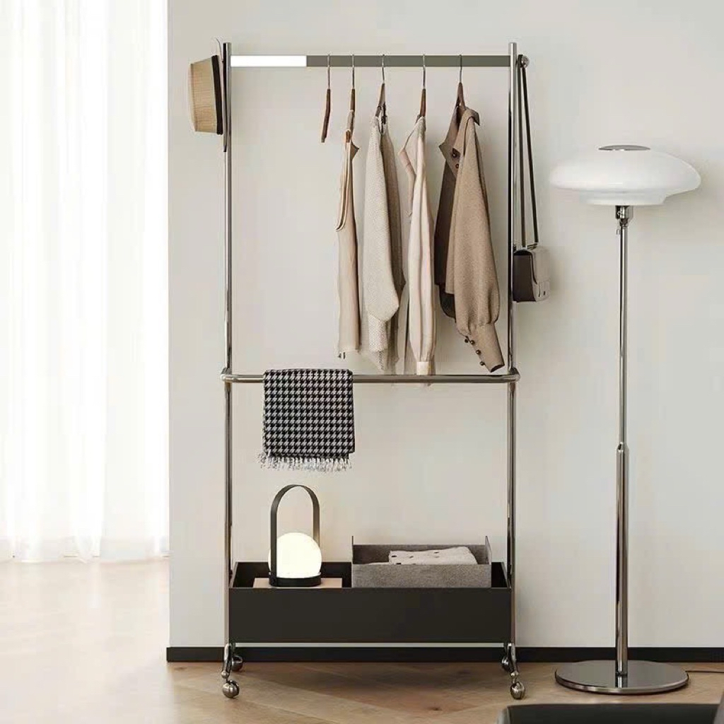 Giá treo quần áo bằng thép không gỉ hiện đại, đi động minmin shop