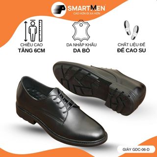 Giày derby nam,Da bò thật GDC-06-D SMARTMEN , tăng chiều cao bí mật 6cm,  đế cao su siêu êm