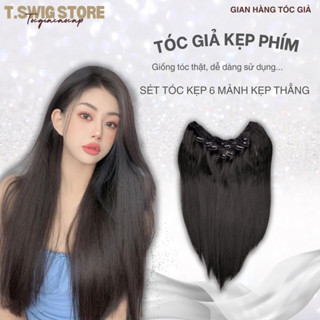  Tóc giả kẹp iAn Tóc giả mảnh kẹp 6 phím sợi tơ lụa mờ cao cấp 