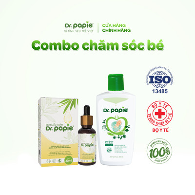 Combo Phòng Cảm Cúm Cảm Mạo Giữ Ấm Cơ Thể Khi Nằm Điều Hoà, Phòng Ngừa Rôm Sảy Làm Giảm Mẩn Ngứa Tắm Gội 2 in 1 Dr.Papie