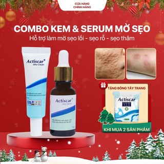  Combo kem sẹo & serum sẹo làm mờ sẹo lồi sẹo rỗ sẹo thâm mun sẹo lõm Actiscar lâu năm nhanh chóng tại nhà 