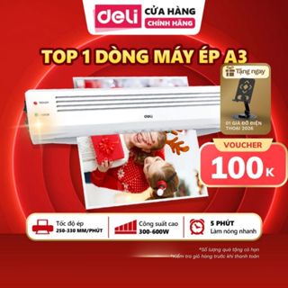   VOUCHER100K  Máy Ép Plastic DELI Chính Hãng - Khổ Ép A3 A4 - Máy Ép Nhiệt Nhựa Nhỏ Gọn - Máy Cán Màng Ảnh Poster 