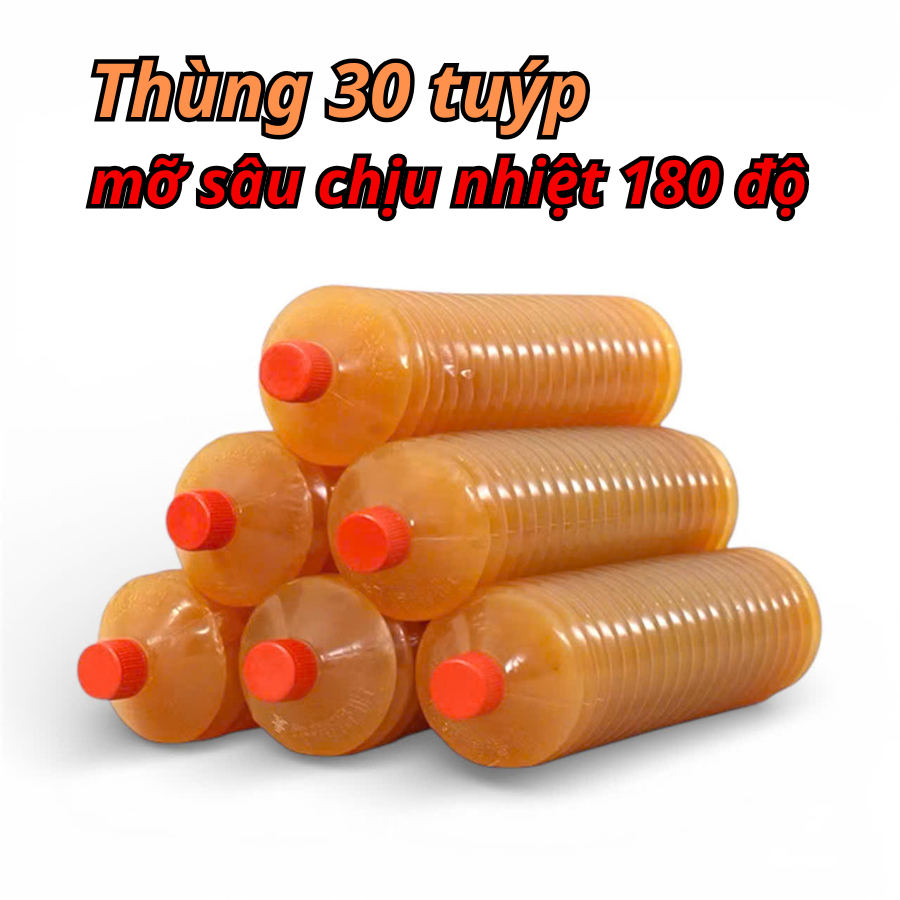 Thùng 30 Tuýp Mỡ Sâu 400g – Chịu Nhiệt 180°C – Mỡ Bôi Trơn Công Nghiệp Bảo Dưỡng Máy Móc