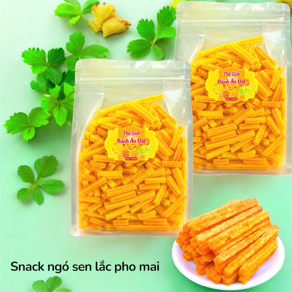Snack Que Phô Mai Ngó Sen, Bim bim khoai tây ngó sen lắc phô mai thơm ngon, Đồ ăn vặt