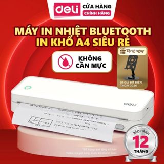  Máy In Nhiệt Khổ A4 Deli Kết Nối Bluetooth, Điện Thoại In Đơn Hàng Tài Liệu Siêu Nét 