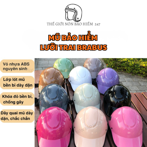 Mũ Bảo Hiểm Lưỡi Trai Brabus Chính Hãng – Mũ Khoét Sau Cho Nữ Buộc Tóc, Bảo Hành 1 Đổi 1 Trong 1 Năm