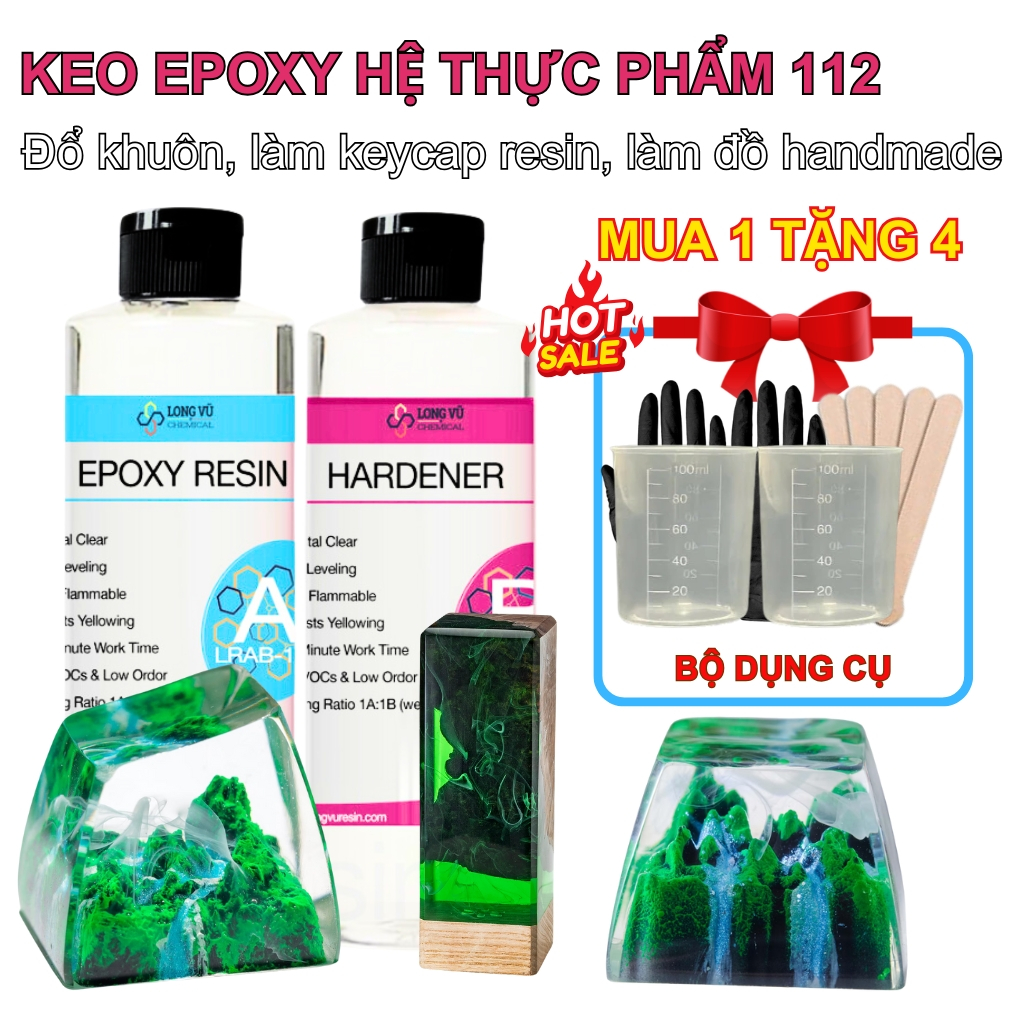 Keo Epoxy Trong Suốt, Keo Epoxy Resin Tỉ Lệ 1A:1B, Bộ Keo Epoxy Dành Cho Người Mới Sử Dụng