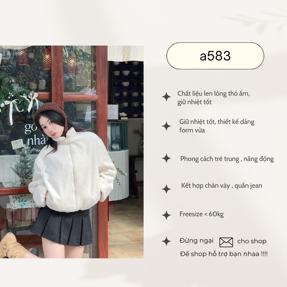 Áo Khoác Lông Thỏ Cổ Trụ 2 Lớp Giữ Nhiệt Tốt, Áo Khoác Lông Mùa Thu Đông - 29feb.closet- a583 | BigBuy360 - bigbuy360.vn