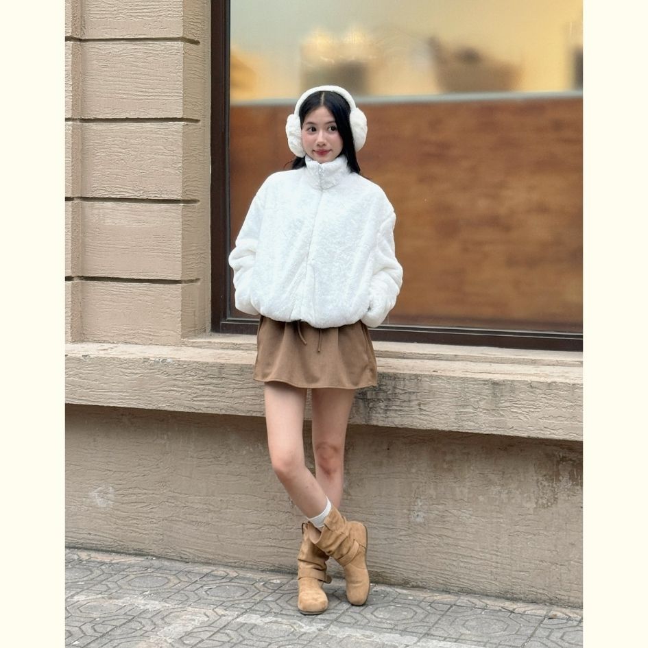 Áo Khoác Lông Thỏ Cổ Trụ 2 Lớp Giữ Nhiệt Tốt, Áo Khoác Lông Mùa Thu Đông - 29feb.closet- a583 | BigBuy360 - bigbuy360.vn