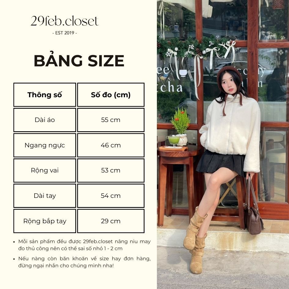 Áo Khoác Lông Thỏ Cổ Trụ 2 Lớp Giữ Nhiệt Tốt, Áo Khoác Lông Mùa Thu Đông - 29feb.closet- a583 | BigBuy360 - bigbuy360.vn