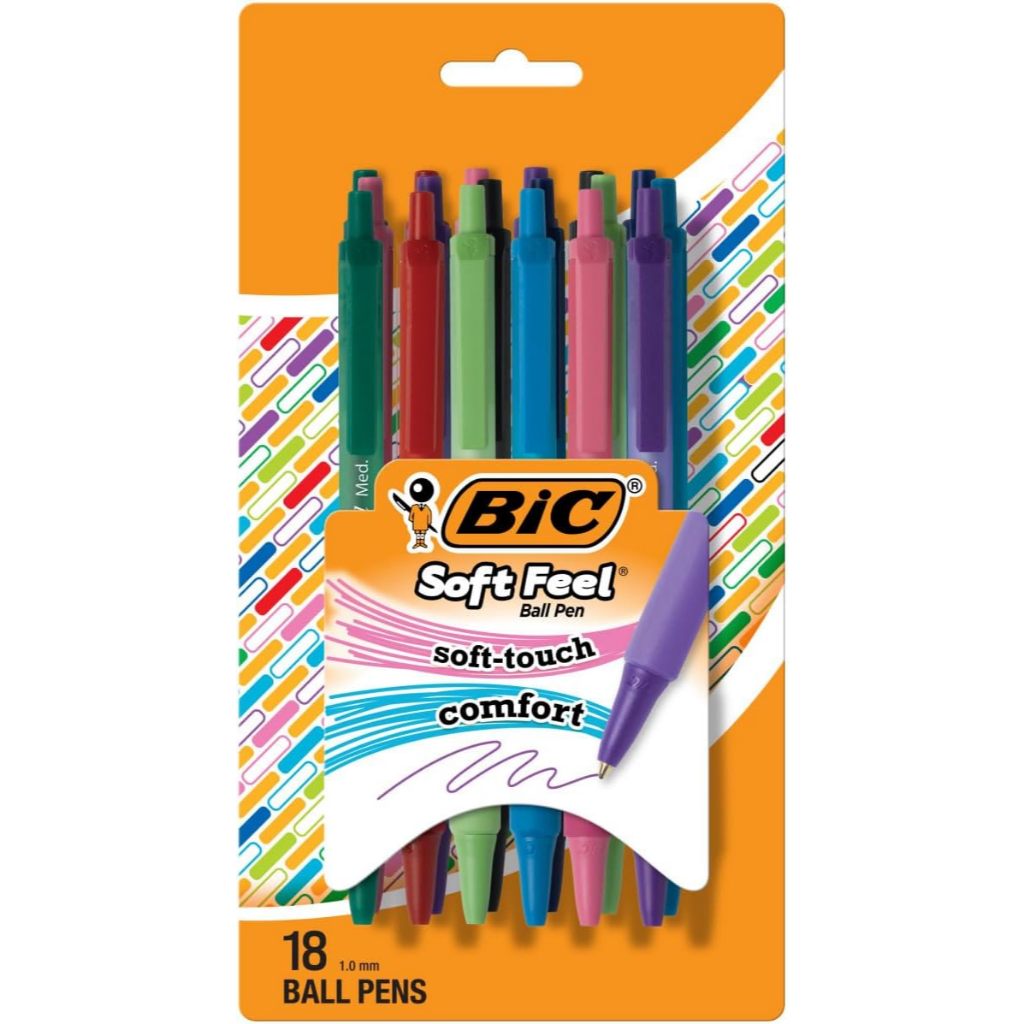 Bút bi BIC Soft Feel có ngòi cỡ trung bình 1.0 mm BIC Soft Feel Retractable Ballpoint Pen with 1.0 m