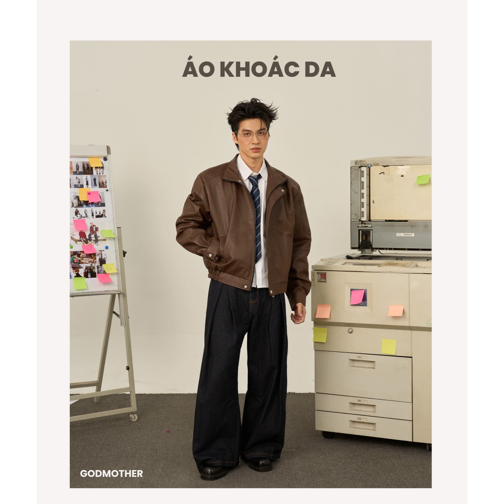 Áo Khoác Da GODMOTHER Khoác Da Cao Cấp Dài Tay Cổ Bẻ Leather Jacket | BigBuy360 - bigbuy360.vn