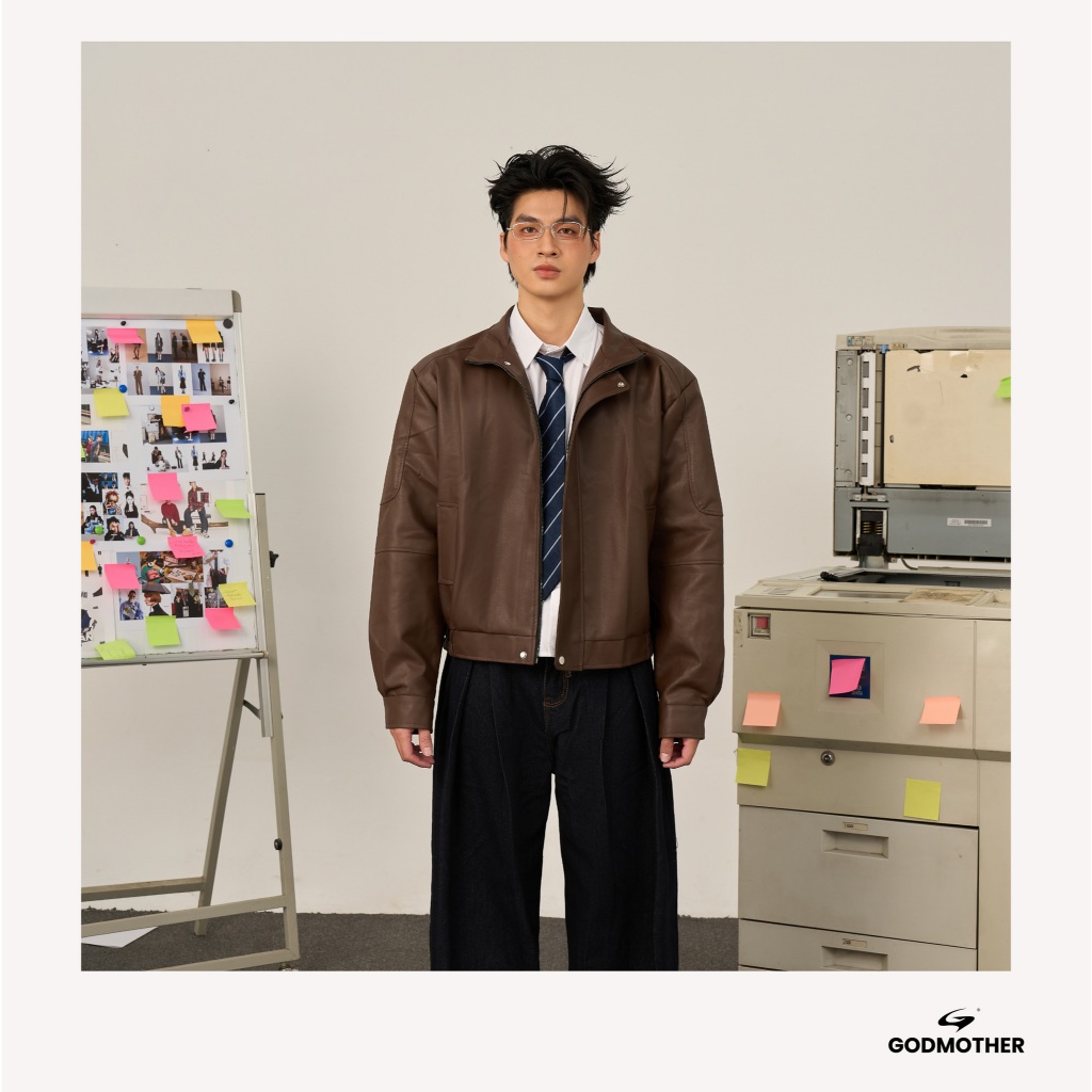 Áo Khoác Da GODMOTHER Khoác Da Cao Cấp Dài Tay Cổ Bẻ Leather Jacket | BigBuy360 - bigbuy360.vn