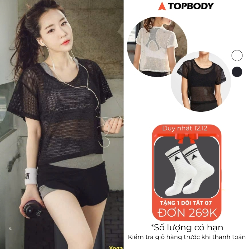 Áo Lưới Croptop Tập Gym, Yoga, Thể Thao TOPBODY Wear - AOYOG04