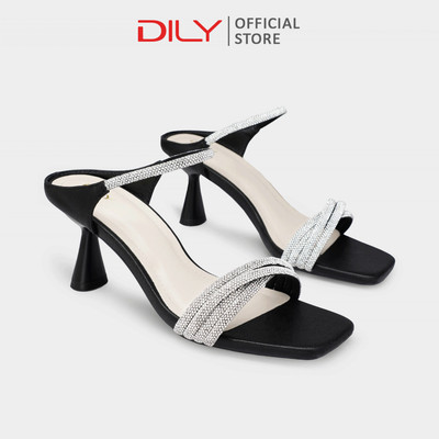 Guốc nữ DILY quai đính đá sang trọng, dép guốc cao gót nhọn tôn dáng 6.5cm DL0610