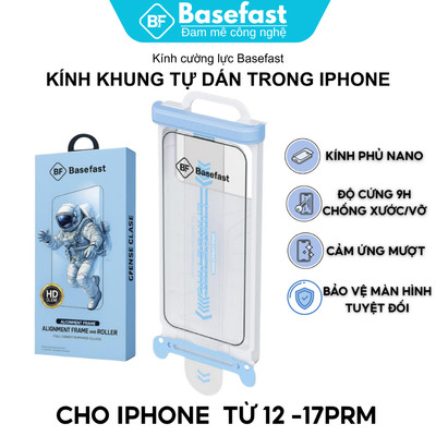 Kính Cường Lực Khung Tự Dán Trong Basefast Kèm Con Lăn Trợ Dán Cao Cấp