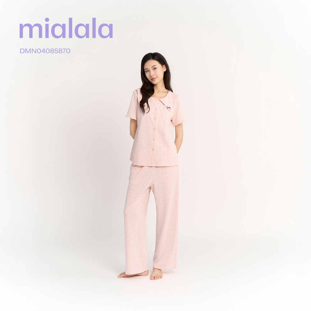 Đồ bộ mặc nhà Mialala chất liệu cotton họa tiết kẻ caro 5432 DMN02025432