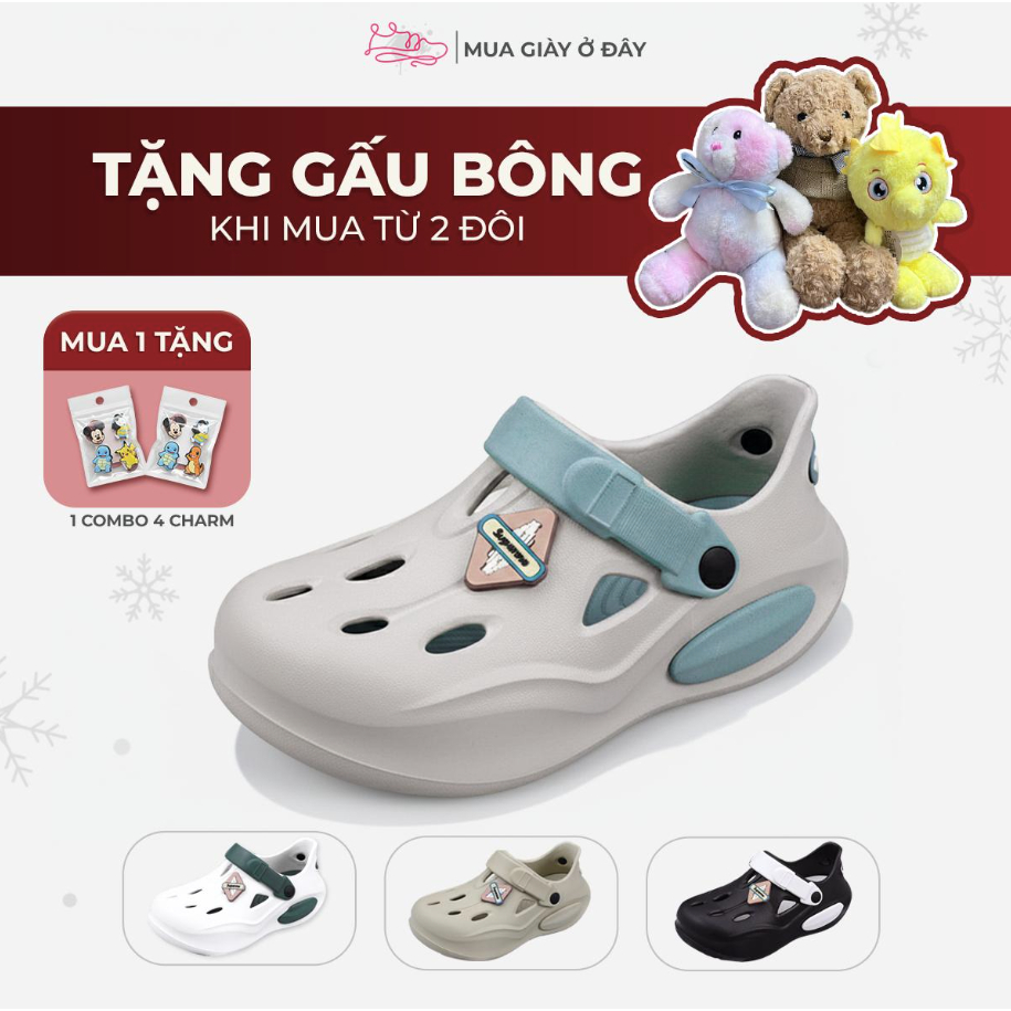 (Tặng combo 4 charm)Giày nhựa lỗ Heyun thể thao năng động, đi làm, đi chơi tết mềm nhẹ thoáng khí