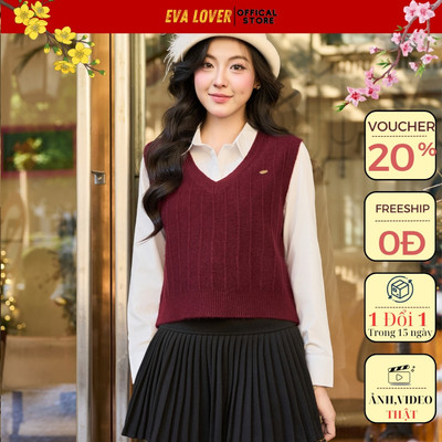 Áo Len Gile Nữ Evalover Croptop Cổ Tim Phối Chữ  VOUGA   – Áo Len Gile Basic Nữ Hàn Quốc