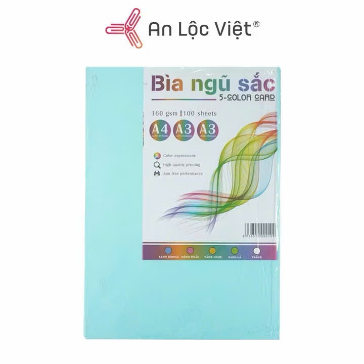 Xấp 100 tờ Bìa Màu A3 160gsm Xanh Dương – Giấy Bìa Cứng Làm Thủ Công, Học Tập, In Ấn,Mịn, Chất Lượng