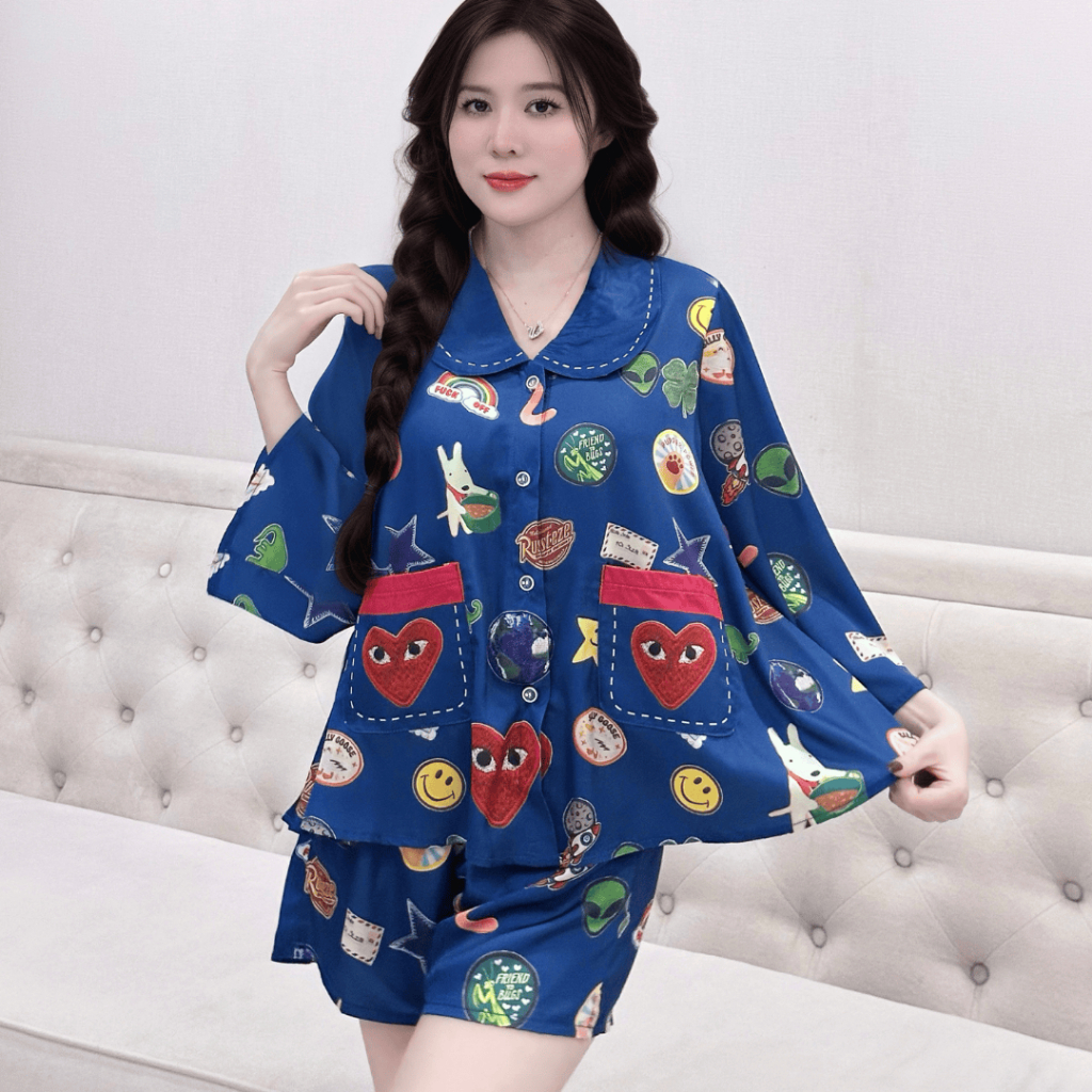 Đồ Bộ Tay Lỡ Q9 Kim Thanh - Lụa Latin Short Bông Hai Túi Mát Mịn Sang Chảnh Size 40-70kg | BigBuy360 - bigbuy360.vn