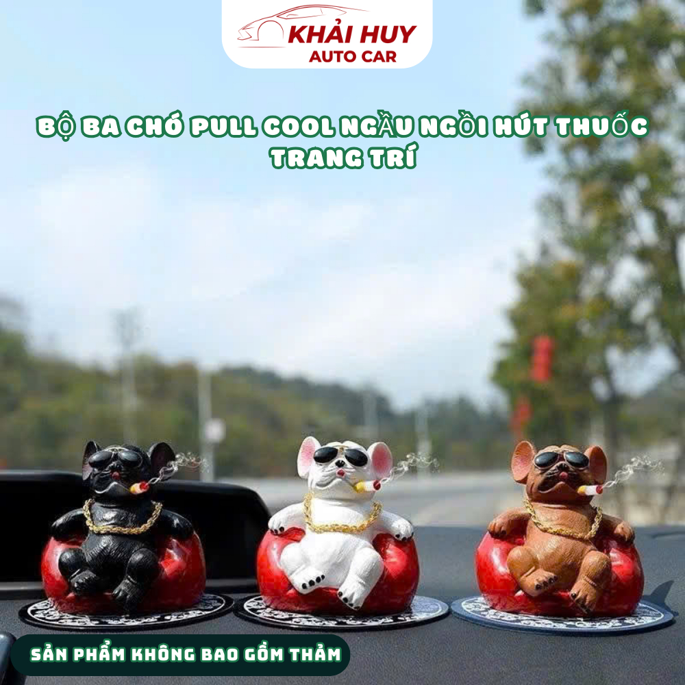 (Tặng Kèm Thảm)🐶 Bộ Ba Chó Pull Ngồi HT Siêu Dễ Thương – Trang Trí Taplo Ô Tô & Nhà Cửa | Khải Huy A