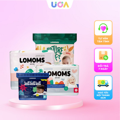 Bỉm tã dán/quần đêm ngày Lomoms nội địa Hàn Quốc mềm mịn đủ size cho bé