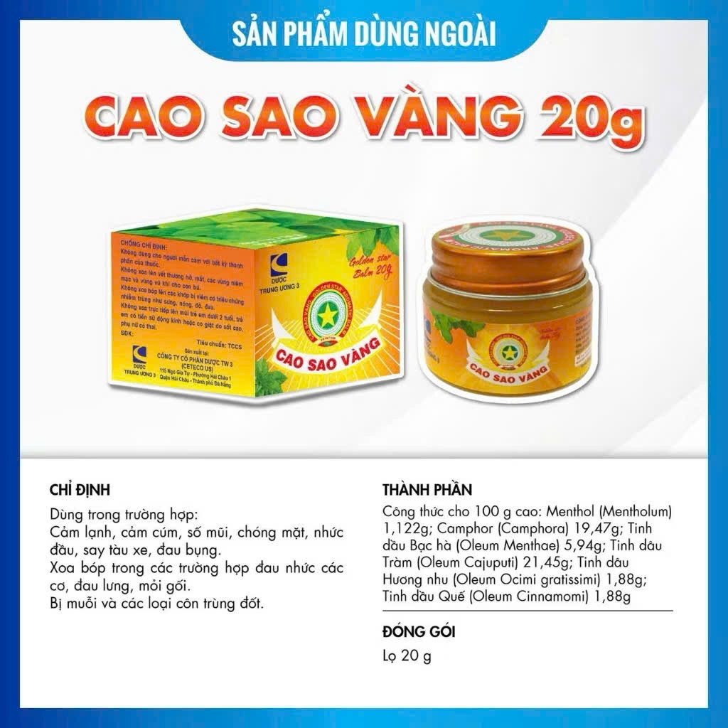 Cao Sao Vàng DƯỢC TW3 20g- Chính Hãng - Date 2030