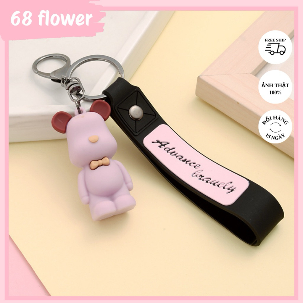Móc Chìa Khoá Hình Gấu Cao Cấp Bearbrick, Móc Khoá Ô tô Xe Máy,Thời Trang Dễ thương Làm Quà Tặng