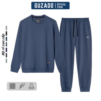 Bộ Thể Thao Nam Chất Nỉ GUZADO Áo Phối Quần Cạp Chun Co Giãn,Mềm Mại,Giữ Nhiệt Tốt GBN01-GCBN26W001