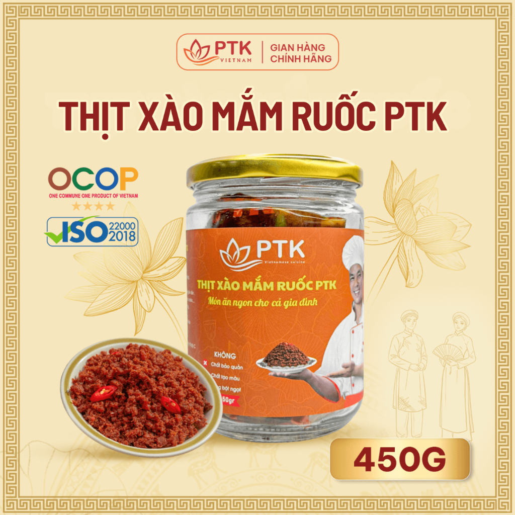 Thịt Xào Mắm Ruốc PTK Chuẩn ISO, OCOP Lọ 450g - Đặc Sản Việt Nam