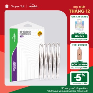  Vỉ 5 Cây Nhíp Nhổ Lông Mày Lông Mũi Lông Nách Tóc Bạc Inox KỀM NGHĨA N.C5 - Đầu Xéo 