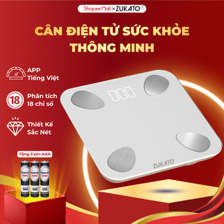  Cân điện tử sức khỏe thông minh Zukato độ chính xác cao phân tích 18 chỉ số trọng lượng tối đa 180kg 