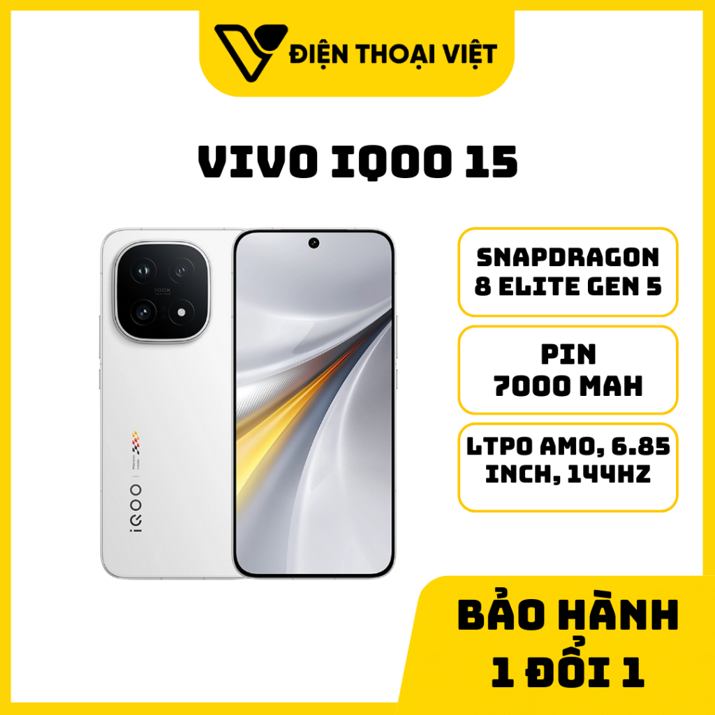 Điện thoại Vivo iQOO 15 - Snapdragon 8 Elite Gen 5 - BH 1 đổi 1 - Điện Thoại Việt