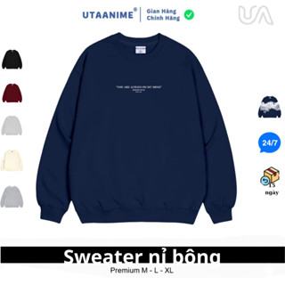  Áo sweater cổ tròn nỉ bông form rộng nam nữ basic phong cách Cute UTA anime essential 