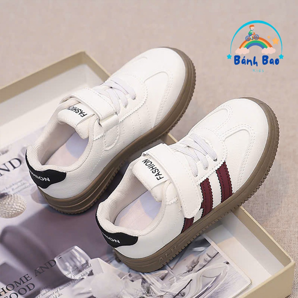 Giày Thể Thao Sneaker Cho Bé Trai, Bé Gái Chất Liệu Da PU, đế khâu quai dán êm mềm, nhẹ đi học đi chơi GV02