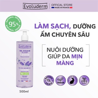 Sữa tắm dưỡng ẩm Evoluderm thuần chay, sữa tắm thơm, sữa tắm trắng da, dưỡng ẩm da, mùi hương dịu nhẹ 500ml