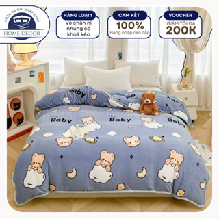  Vỏ chăn nỉ nhung có khoá kéo lồng được ruột kích thước 2mx2m3 vỏ mền lồng ruột mùa đông chất liệu nỉ nhung mềm mịn 