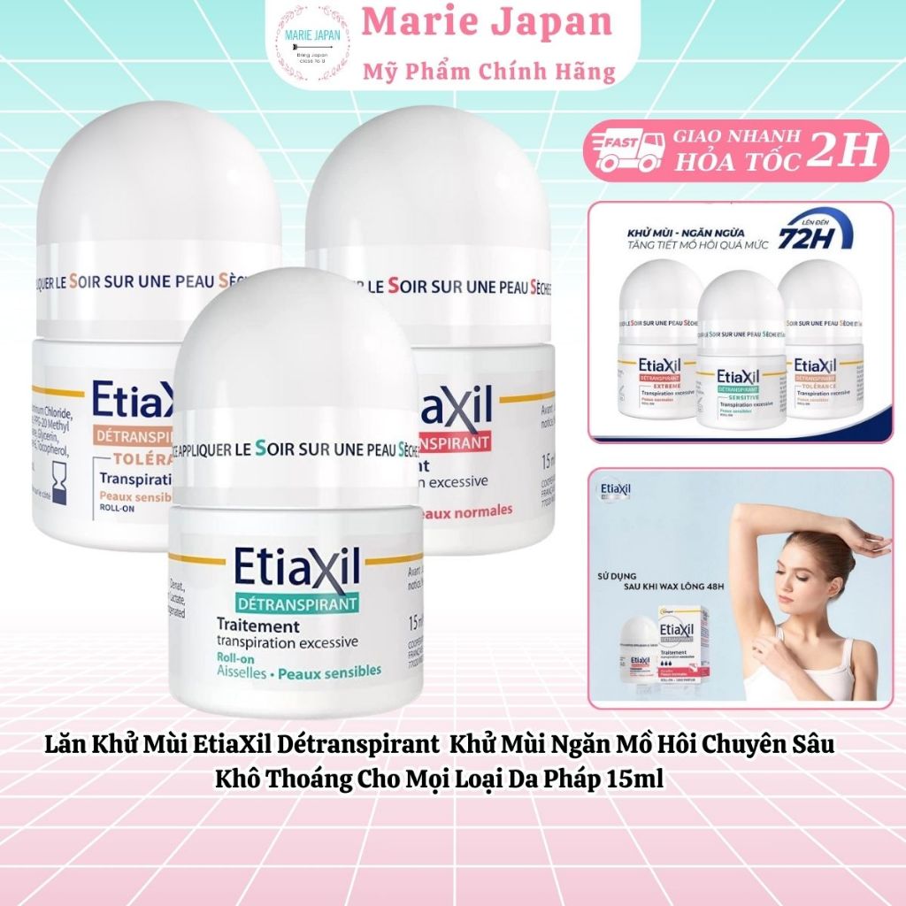 Lăn Khử Mùi EtiaXil Détranspirant  Khử Mùi Ngăn Mồ Hôi Chuyên Sâu Khô Thoáng Cho Mọi Loại Da Pháp 15
