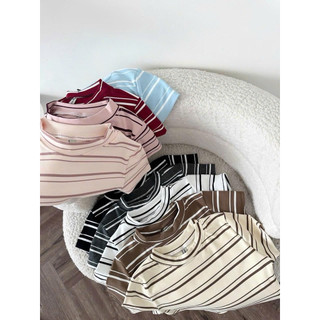 @𝐤𝐚𝐲𝐜𝐢.𝐬𝐭𝐮𝐝𝐢𝐨 Áo Thun Sọc Đôi Dáng Lửng Form Ôm Slimfit Daily Basic Style (A149)