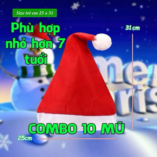 10 Mũ Noel , Mũ  Giáng Sinh đỏ vải nỉ
