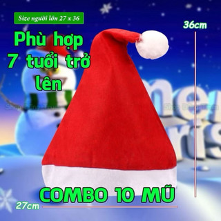 10 Mũ Noel , Mũ  Giáng Sinh đỏ vải nỉ