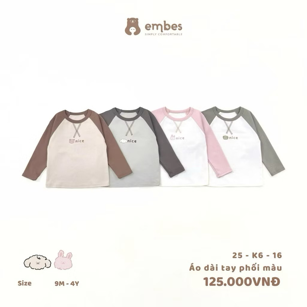 [ Embes ] áo dài tay phối mày embes