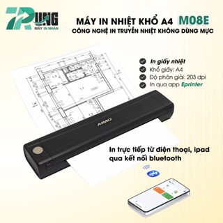  Máy In Nhiệt Khổ A4 Di Động M08E- In giấy nhiệt A4 - Kết nối không dây Bluetooth in từ iPhone - iPad USB 